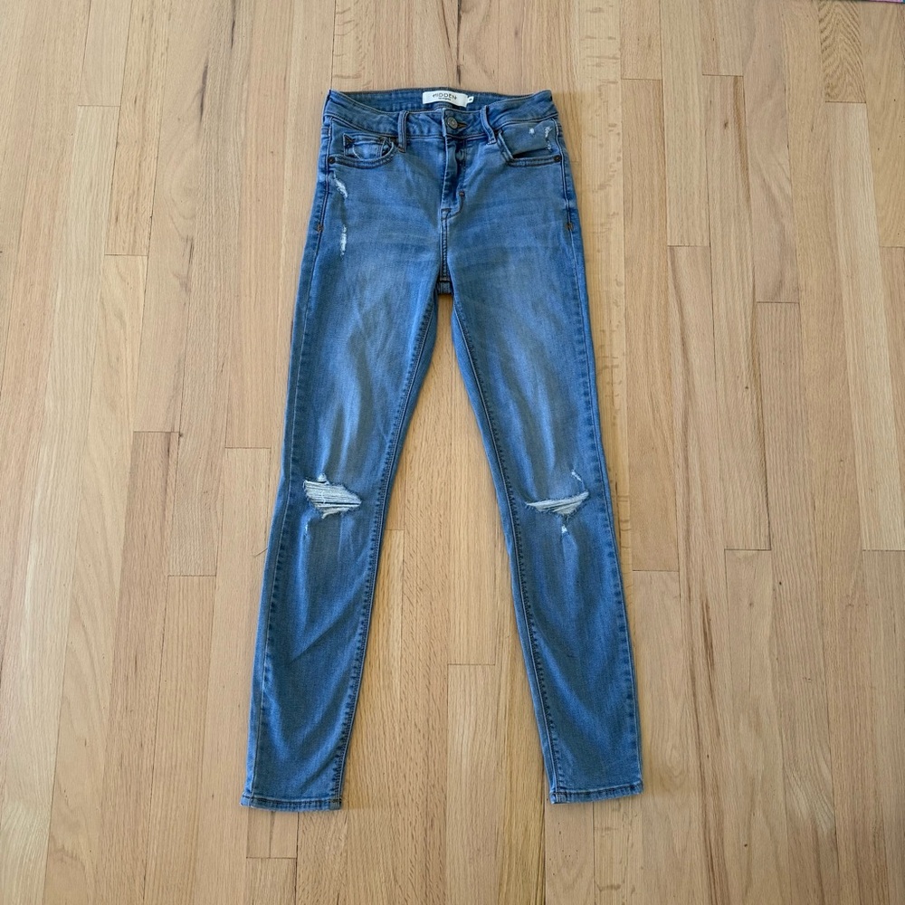 Hidden Los Angeles Women's Blue Distressed Skinny Jeans, Size 26 Waist - Picture 2 of 3